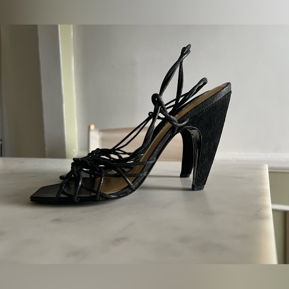 Report Signature leather cowhide strappy sandals curved heel 8.5 - Picture 4 of 8